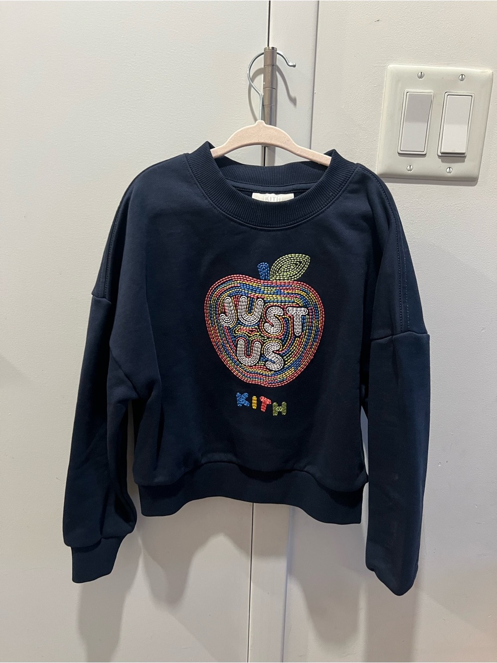 Kith Navy Sweatshirt with Multicolor Apple Graphic
